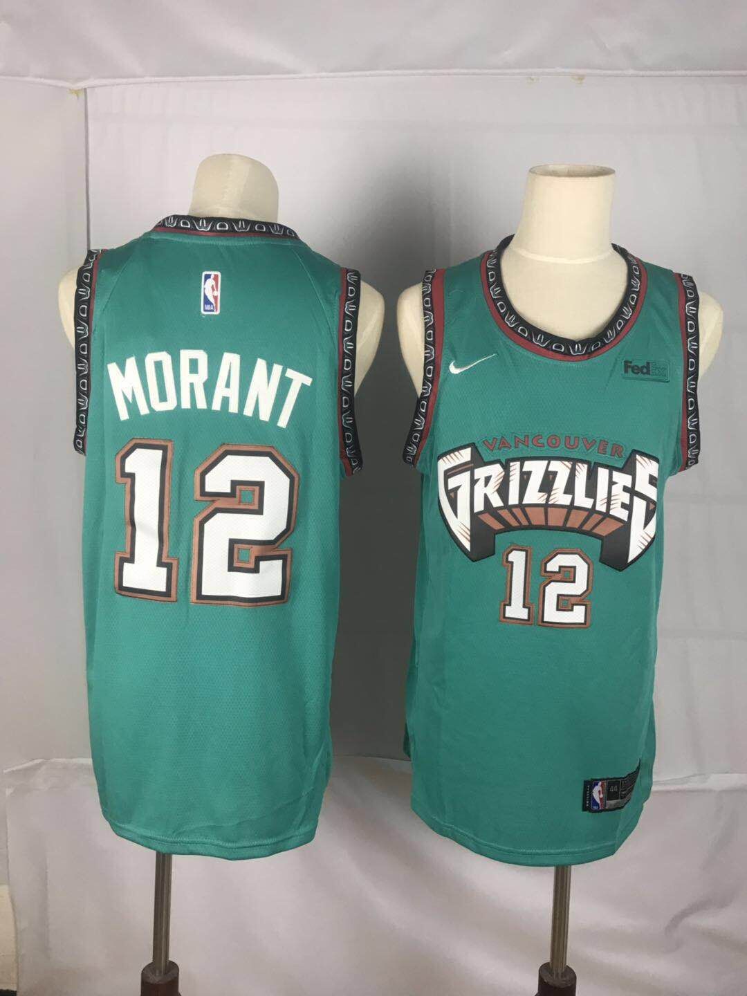 Men Memphis Grizzlies #12 Morant Green Throwback Nike NBA Jerseys